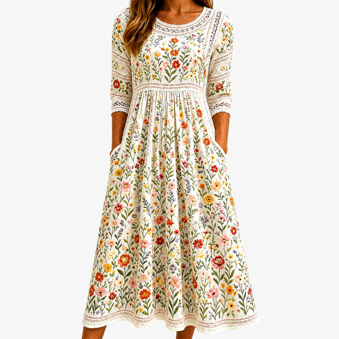 Rosalie | Floral Lace Midi Dress