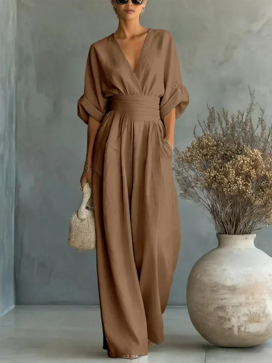 Maya | V-Neck High-Waisted Jumpsuit